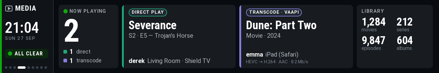 Media screen while streaming